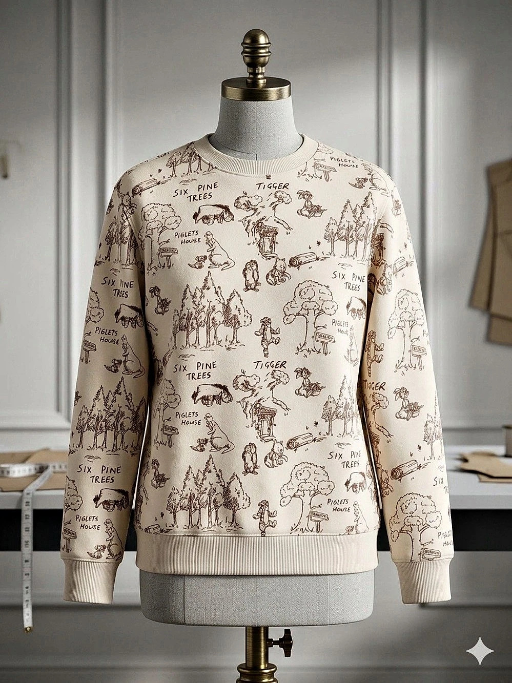 Disney Winnie the Pooh Printed Crewneck Sweatshirt XXS Like New